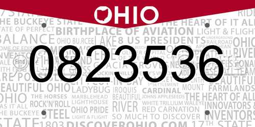0823536 Ohio License Plate