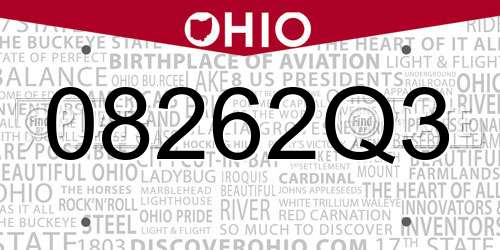 08262Q3 Ohio License Plate