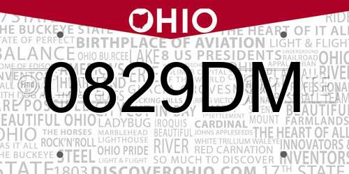 0829DM Ohio License Plate