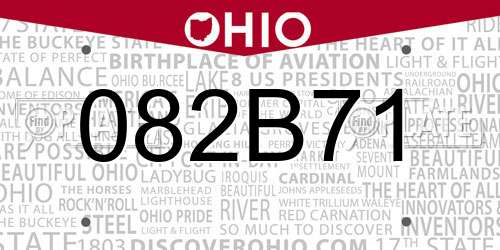 082B71 Ohio License Plate