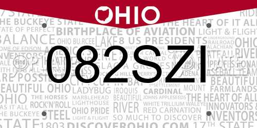082SZI Ohio License Plate