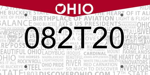 082T20 Ohio License Plate