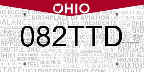 082TTD Ohio License Plate