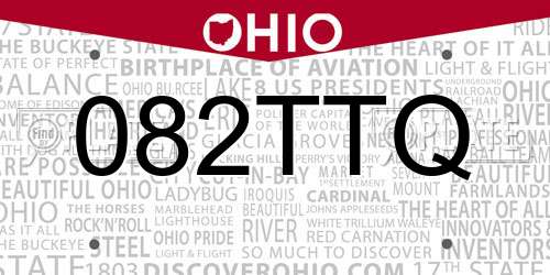 082TTQ Ohio License Plate