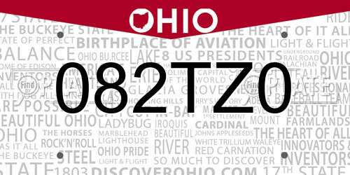 082TZ0 Ohio License Plate