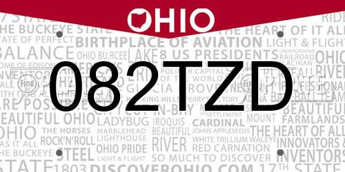 082TZD Ohio License Plate