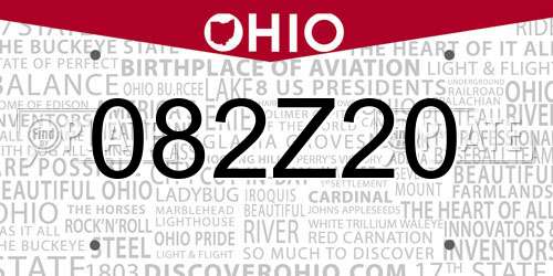 082Z20 Ohio License Plate