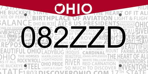 082ZZD Ohio License Plate