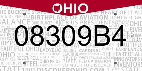 08309B4 Ohio License Plate