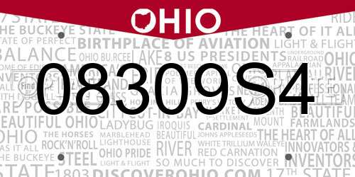 08309S4 Ohio License Plate