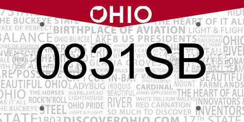 0831SB Ohio License Plate