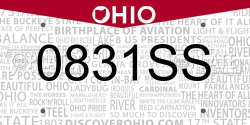 0831SS Ohio License Plate
