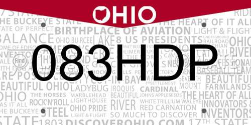 083HDP Ohio License Plate