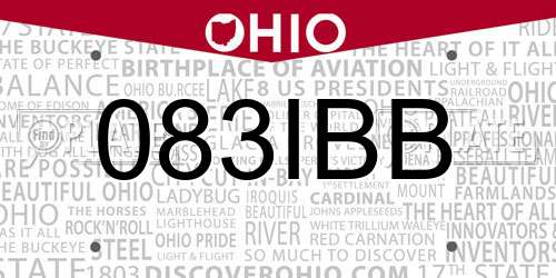 083IBB Ohio License Plate