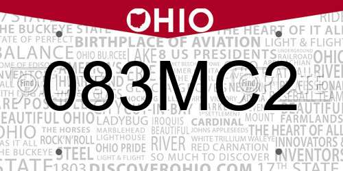 083MC2 Ohio License Plate