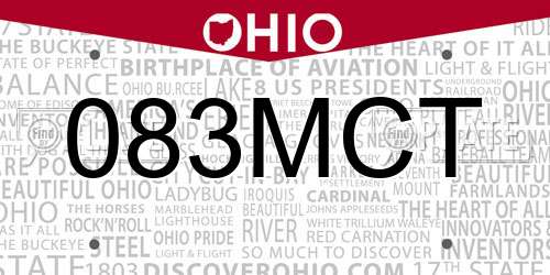 083MCT Ohio License Plate
