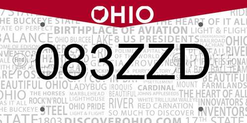 083ZZD Ohio License Plate