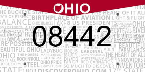 08442 Ohio License Plate