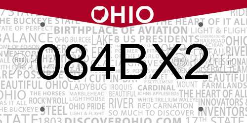 084BX2 Ohio License Plate