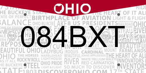 084BXT Ohio License Plate