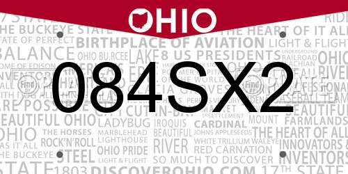084SX2 Ohio License Plate