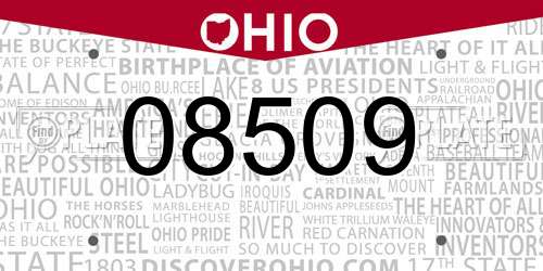 08509 Ohio License Plate