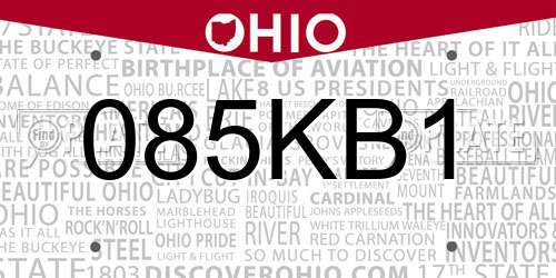 085KB1 Ohio License Plate