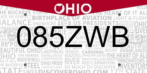 085ZWB Ohio License Plate