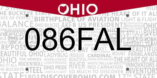 086FAL Ohio License Plate