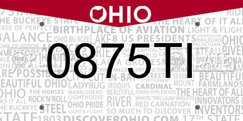 0875TI Ohio License Plate