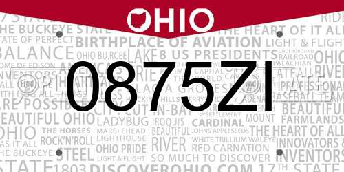 0875ZI Ohio License Plate