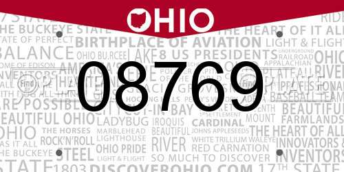 08769 Ohio License Plate