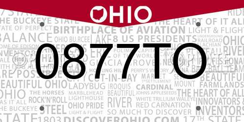 0877TO Ohio License Plate
