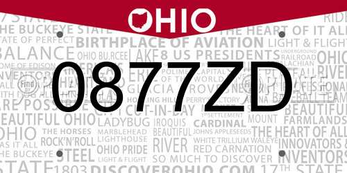 0877ZD Ohio License Plate
