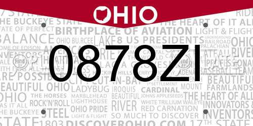 0878ZI Ohio License Plate
