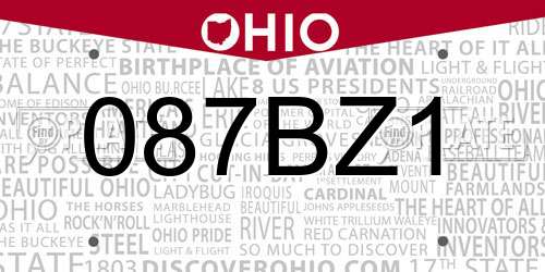 087BZ1 Ohio License Plate