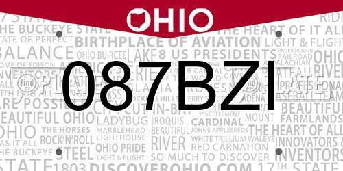 087BZI Ohio License Plate