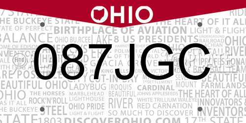 087JGC Ohio License Plate