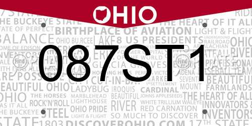 087ST1 Ohio License Plate