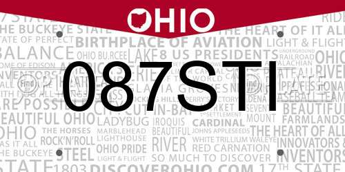 087STI Ohio License Plate