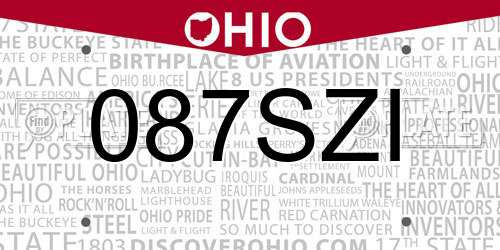087SZI Ohio License Plate