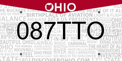 087TTO Ohio License Plate