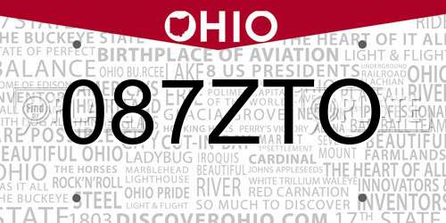 087ZTO Ohio License Plate