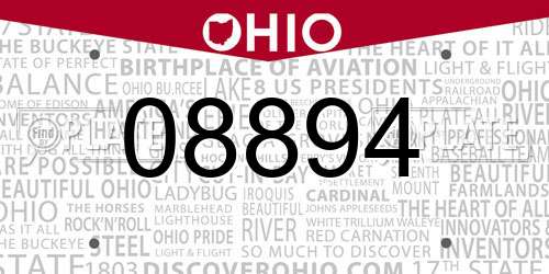 08894 Ohio License Plate