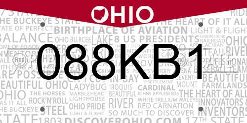 088KB1 Ohio License Plate