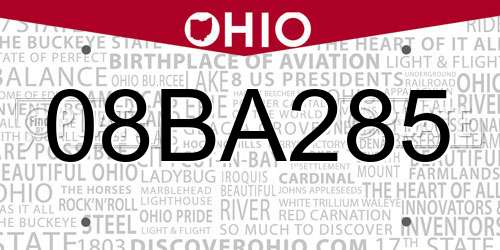 08BA285 Ohio License Plate