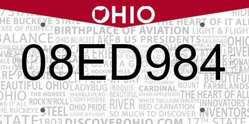 08ED984 Ohio License Plate