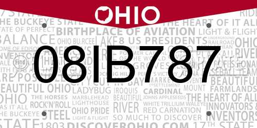 08IB787 Ohio License Plate