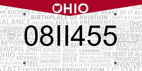 08II455 Ohio License Plate