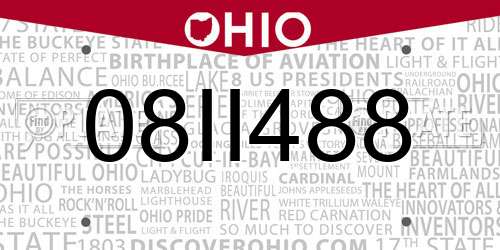 08II488 Ohio License Plate